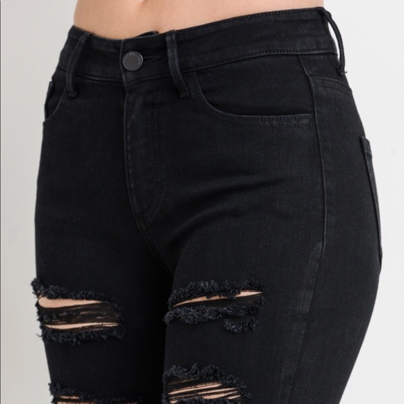 High Waist Distressed Skinny Jeans - Picture 5 of 8